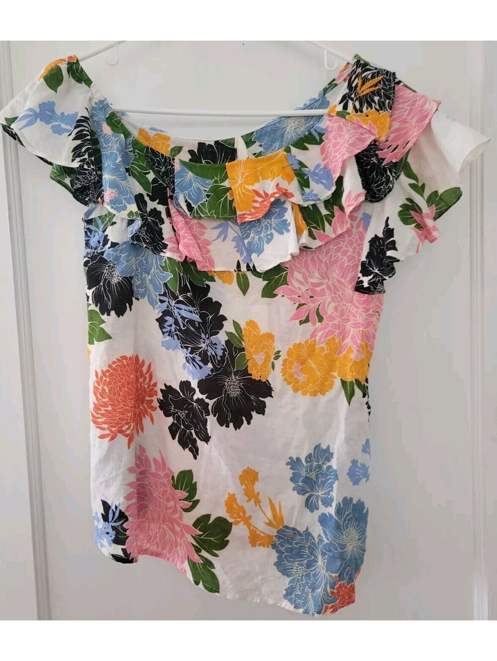 Entro Women's Floral Cap Sleeve Off The Shoulder Pullover S NWT Watercolor Top